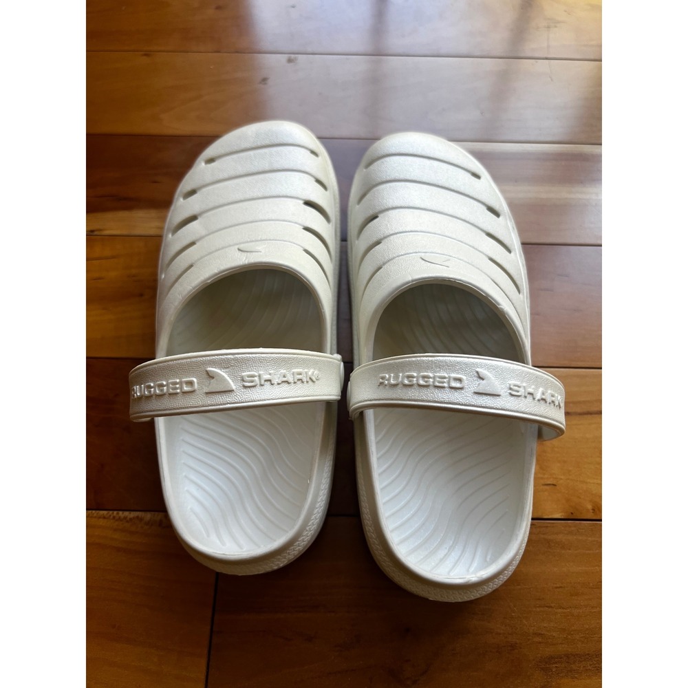 Rugged Shark Kids White EVA Clogs Slip On Water Shoes Size 3